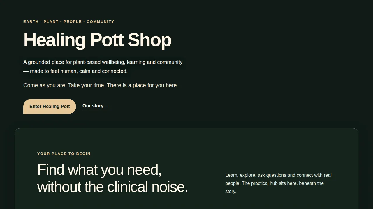 Healing Pott platform prototype screenshot